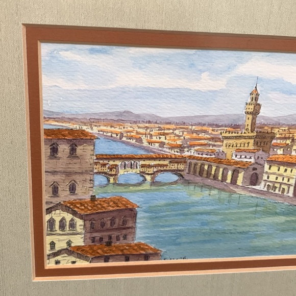 Framed original watercolor Firenze Florence Italy Ponte Vecchio - Picture 7 of 9